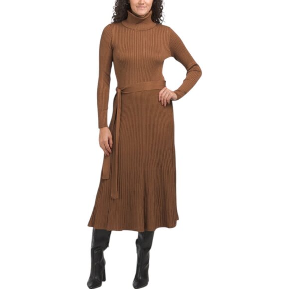 JULIA JORDAN Pleated Skirt Turtle Neck Maxi Sweater Dress - Picture 1 of 3